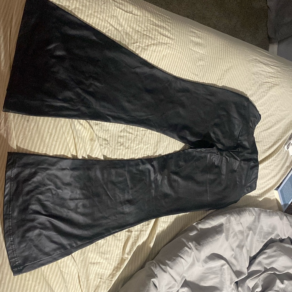 Flare leather pants